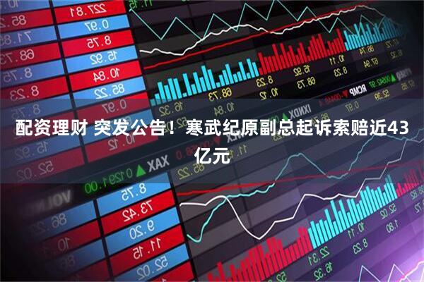 配资理财 突发公告！寒武纪原副总起诉索赔近43亿元